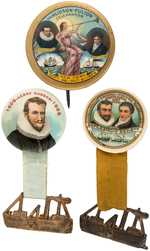 THREE BEAUTIFUL HUDSON-FULTON CELEBRATION 1909 BUTTONS.