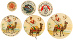 ONE LAPEL STUD AND FIVE EARLY GRAPHIC BUTTONS WITH FOUR PIECES SPECIFYING PENNSYLVANIA.