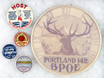 OREGON GROUP OF FIVE EARLY BUTTONS INCLUDING 6" FOR THE ELKS.