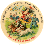 HASTINGS NEBRASKA GORGEOUS 1902 CARNIVAL BUTTON.