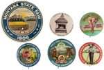 SIX RARE WESTERN STATES GEOGRAPHIC BUTTONS.