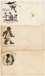 GROUP OF THREE CIVIL WAR ERA POSTAL COVERS DEPICTING SLAVES.