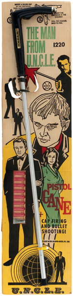 "THE MAN FROM U.N.C.L.E. PISTOL CANE" CARDED MARX TOY.