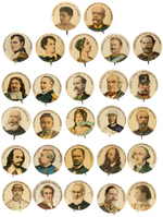 FAMOUS PEOPLE AND JOCKEYS 27 OF 48 BUTTONS FROM 1898 SET.