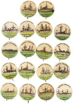 WHITE SQUADRON SET OF 18 BUTTONS FROM 1898.