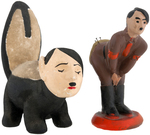 WORLD WAR II ANTI-AXIS HITLER SKUNK & FIGURAL PINCUSHION PAIR.