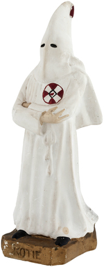 KU KLUX KLAN PLASTER STATUE OF KLANSMAN WITH "KOTIE" ON BASE.