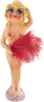 NUDE FAN DANCER PIN-UP PLASTER STATUE.