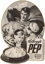 "KELLOGG'S PEP REAL PHOTOS" FOLDER POSTER WITH SUPERMAN.