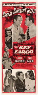 HUMPHREY BOGART & LAUREN BACALL "KEY LARGO" MOUNTED INSERT POSTER.