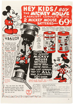 "USA LITE MICKEY MOUSE BATTERY" PAIR & VINTAGE AD.