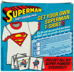 "SUPERMAN HOT COCOA MIX" LOT WITH PREMIUM SHIRT.