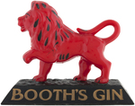 "BOOTH'S GIN" FIGURAL LION COUNTERTOP ADVERTISING DISPLAY.