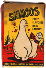 SHMOO CANDY SIGN, BOX & PRIZES LOT.