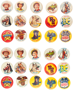 ROY ROGERS TWO 15 BUTTON SETS WITH AND WITHOUT SPONSOR NAME ON REVERSES.