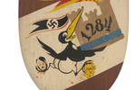 WORLD WAR II 1284th ENGINEER BATTALION INSIGNIA DISPLAY WITH ANTI-AXIS GRAPHICS.