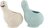 SHMOO FIGURAL CERAMIC ASHTRAYS, CIGARETTE HOLDERS & PLANTERS LOT.