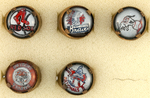 FIVE BASEBALL RINGS WITH GLASS DOME TEAM LOGOS FROM 1954.