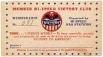 HI-SPEED GAS STATIONS VICTORY CLUB CARD AND BUTTON.