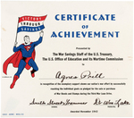 WORLD WAR II SUPERMAN THIRD WAR LOAN DRIVE GOAL CHART & CERTIFICATE.