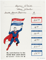 WORLD WAR II SUPERMAN THIRD WAR LOAN DRIVE GOAL CHART & CERTIFICATE.