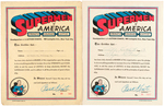 SUPERMAN "SUPERMEN OF AMERICA" CLUB CERTIFICATE VARIANT PAIR.