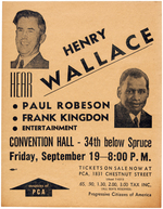 HENRY WALLACE AND PAUL ROBESON PROGRESSIVE PARTY EVENT FLIER.