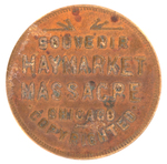 HAYMARKET MASSACRE ANARCHIST BOMB EXPLODED VINTAGE "SOUVENIR" TOKEN.