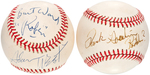 "BATMAN" STARS ADAM WEST, BURT WARD & FRANK GORSHIN SIGNED BASEBALL PAIR.