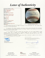 HANK AARON & WILLIE MAYS SINGLE-SIGNED BASEBALL PAIR.