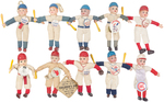 TEN BASEBALL PLAYER DOLLS WITH TEN BUTTONS.