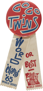 MINNESOTA TWINS 1965 WORLD CHAMPS BUTTON FROM MUCHINSKY BOOK.