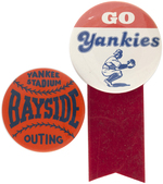 YANKEES PAIR OF SCARCE BUTTONS AND MUCHINSKY BOOK PLATE EXAMPLES.