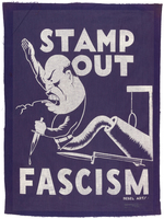 GRAPHIC ANTI-MUSSOLINI "STAMP OUT FASCISM" BANNER BY REBEL ARTS.