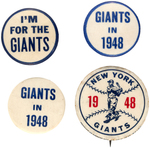 NEW YORK GIANTS FIRST FOUR MUCHINSKY BOOK PLATE EXAMPLE BUTTONS.