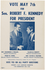 RARE BOBBY KENNEDY AND REV. CHANNING PHILLIPS WASHINGTON D.C. PRIMARY POSTER AND BUMPER STICKER.