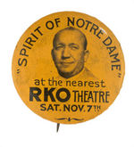 KNUTE ROCKNE SCARCE MOVIE BUTTON.