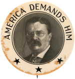 RARE IMPOSING 2-1/8" ROOSEVELT PORTRAIT BUTTON "AMERICA DEMANDS HIM."