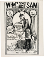 WOMEN'S VOTES/BOOZE/GRAFT/MINING THEMED 1913 SHEET MUSIC WITH UNCLE SAM TITLE/ILLUSTRATION.