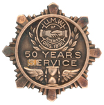 UNITED MINE WORKERS 14K GOLD AWARD PIN FOR "50 YEARS SERVICE".