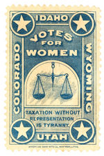 "VOTES FOR WOMEN" STAMP NAMING FOUR WESTERN STATES.