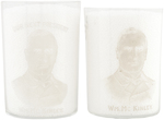 GROUP OF FOUR McKINLEY GLASS TUMBLERS INCLUDING McKINLEY/HOBART JUGATE.