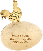 RARE "I CROW FOR HARRISON" MECHANICAL CAMPAIGN AND ADVERTISING NOVELTY EGG.