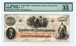 CIVIL WAR 1862 $100 CONFEDERATE STATES OF AMERICA T-41 BANKNOTE PMG 35.