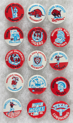 COLLEGE FOOTBALL 1960s BUTTON SET.