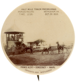 PACING HORSES 1899 WORLD'S RECORD REAL PHOTO BUTTON FROM BETHELHEM, PA.