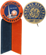 NEW YORK WORLD'S FAIR PAIR OF PENNSYLVANIA AND GENERAL ELECTRIC BUTTONS.