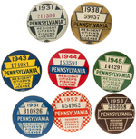 PENNSYLVANIA GROUP OF RESIDENT FISHING LICENSES SPANNING 1931-1953.