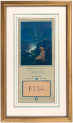 MAXFIELD PARRISH FRAMED 1934 EDISON MAZDA CALENDAR.