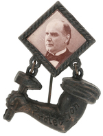McKINLEY "PROTECTION" ARM AND HAMMER REAL PHOTO STICK PIN.
